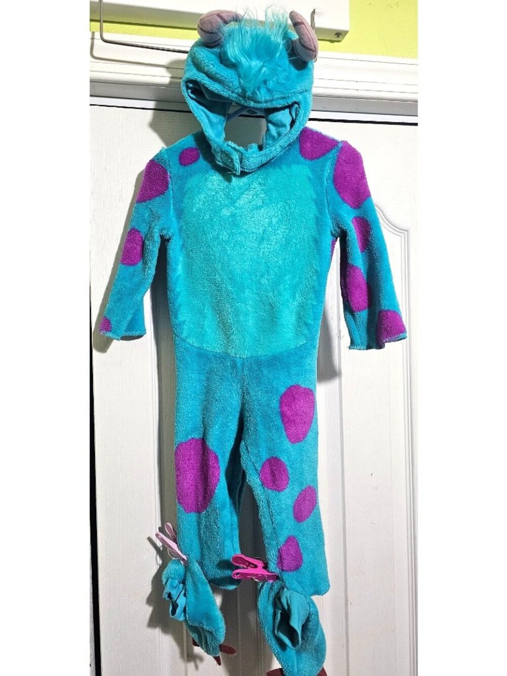 Disney Baby Monsters Inc Sully Costume 6-12 Months Soft Feet Tail Hood Halloween